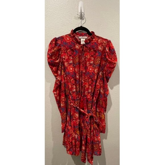 A. CALIN BY FLYING TOMATOE Red Ruffled Shoulder Mini Dress - Picture 3 of 10